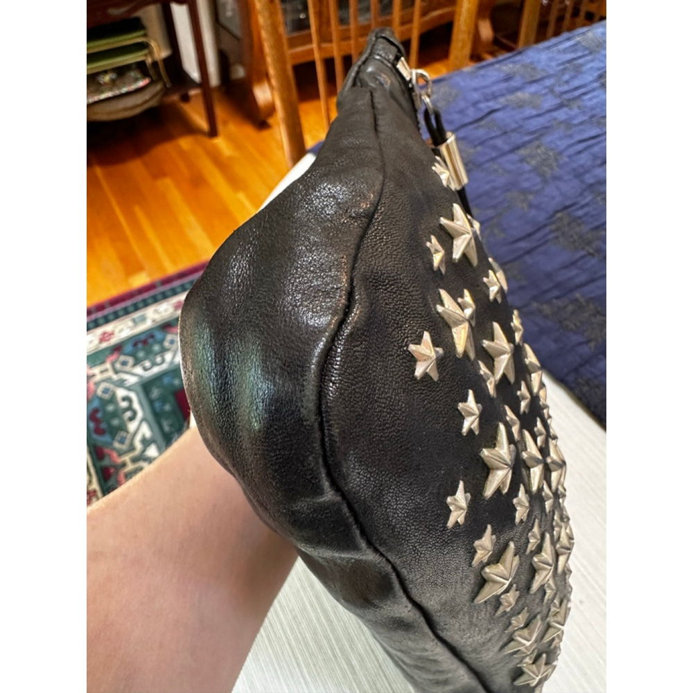 Jimmy Choo Black Leather Star Clutch Bag Silver Hardware - Picture 5 of 11